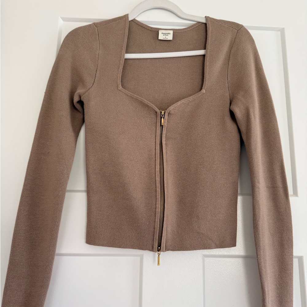 Abercrombie Zip Front Sweater Top - Size Small